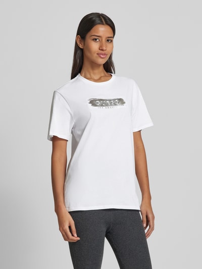 Guess T-shirt z detalami z logo Biały 4