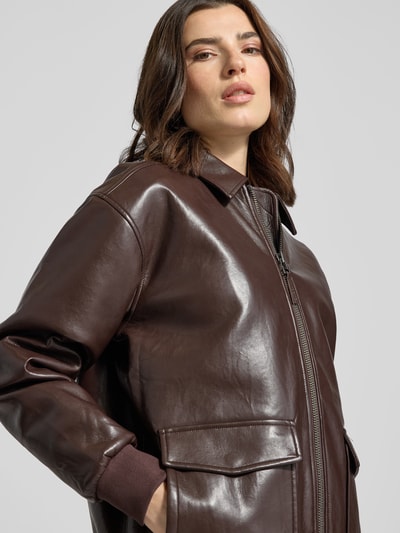 Anine Bing Relaxed Fit Jacke aus Leder-Mix Dunkelbraun 3