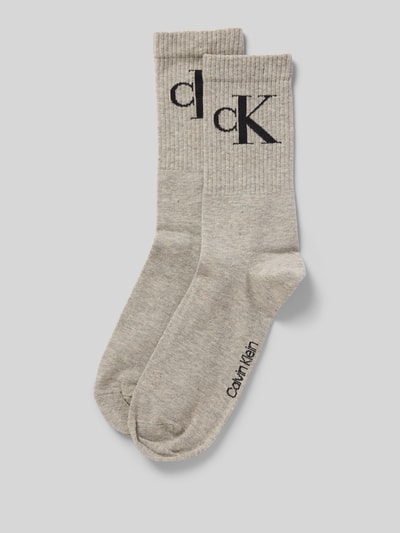 Calvin Klein Jeans Socken mit Label-Print im 2er-Pack Mittelgrau Melange 1
