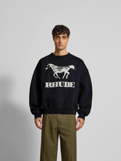 RHUDE Oversized Sweatshirt aus Baumwolle Black 4
