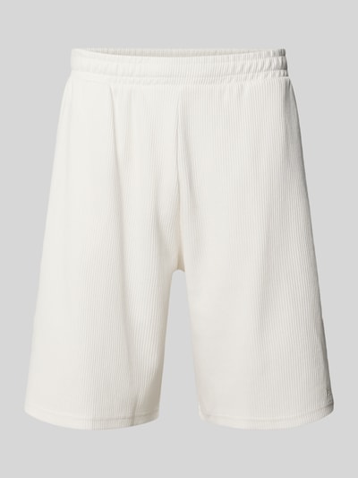 Produktfoto, Straight Fit Shorts mit Strukturmuster von REVIEW aus reiner Baumwolle in Weiß, elastischer Bund, Bundweite 43 cm, Innenbeinlänge 23 cm