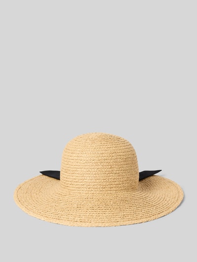 Loevenich Strohoed met strikapplicatie, model 'Raffia' Beige - 1