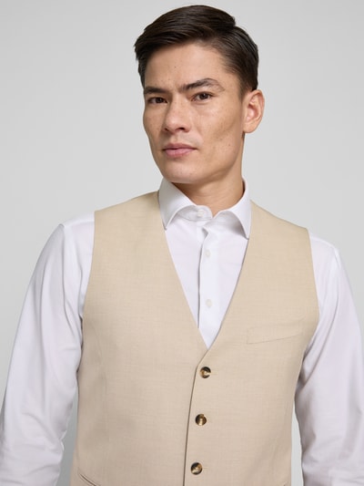 s.Oliver BLACK LABEL Slim Fit Anzugweste mit feiner Webstruktur Modell 'S.O PURE' Beige 3