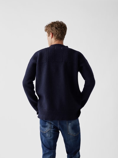 Maison Margiela Pullover mit Zopfmuster Dunkelblau 5