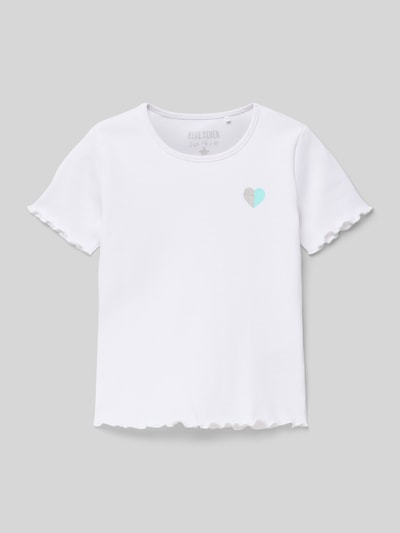 Blue Seven T-Shirt in Ripp-Optik mit Rundhalsausschnitt Weiss 1