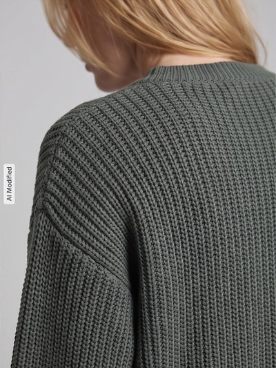 VERO MODA Loose fit gebreid jack met enkelrijige knoopsluiting model 'LEA' Rietgroen - 3
