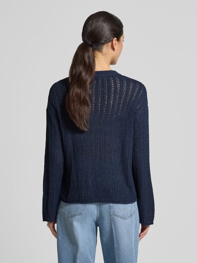 Tom Tailor Denim Comfort Fit Strickpullover im Semitransparenter Optik Marine 5