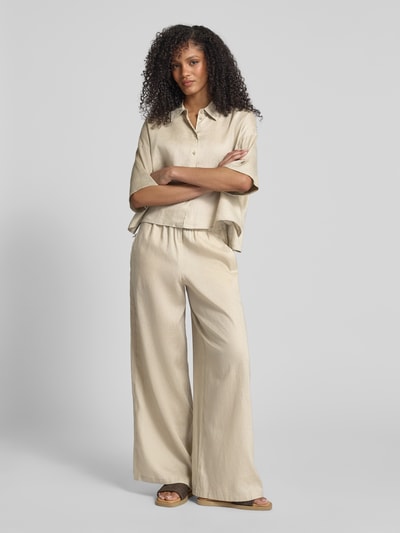 Drykorn Spodnie lniane o luźnym kroju z elastycznym pasem Piaskowy 1