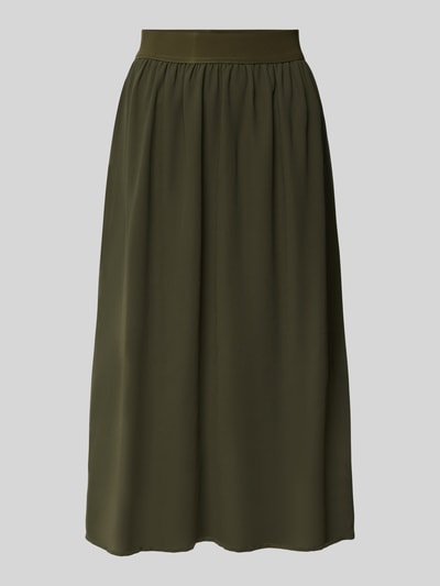 Kaffe Midirok in effen design met elastische band Olijfgroen - 2