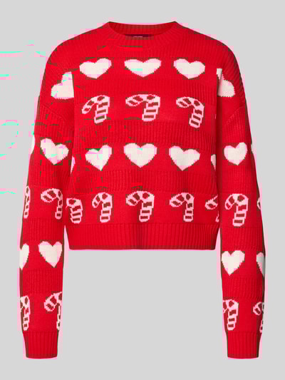 Vero Moda Regular Fit Weihnachtspullover mit Rundhalsausschnitt Modell 'CANDYHEARTS' Rot 2