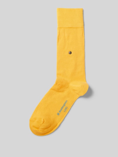 Burlington Socken mit Label-Applikation Gelb 1