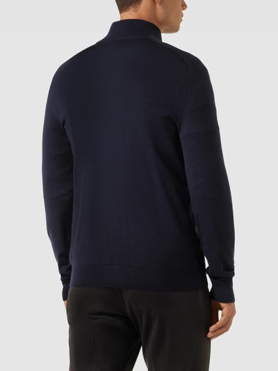 BOSS Strickjacke mit Label-Detail Modell 'Ladriano' Marineblau 5