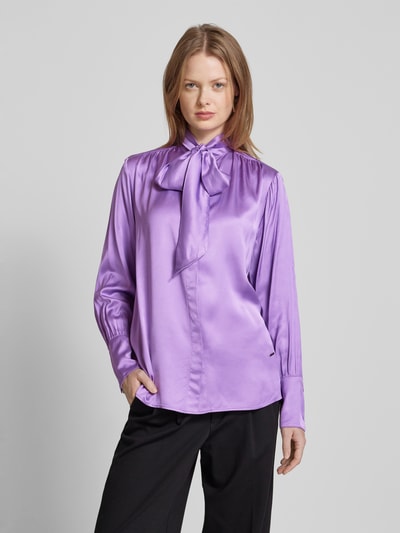 Brax Regular fit blouse van viscose met strikdetail, model 'Vivi' Lila - 4