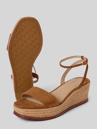 Lauren Ralph Lauren Wedges aus Leder mit Logo-Detail Modell 'LEONA' Cognac 4