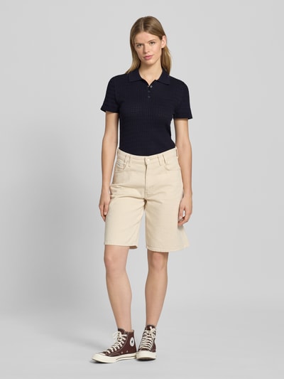 Marc O'Polo Denim Gebreid shirt met polokraag en knoopsluiting Marineblauw - 1