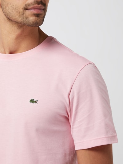 Lacoste T-shirt o kroju regular fit z bawełny Różowy 3