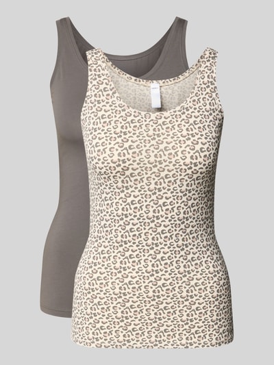 SKINY slim fit top met all-over dierenprint in set van 2 Beige - 1