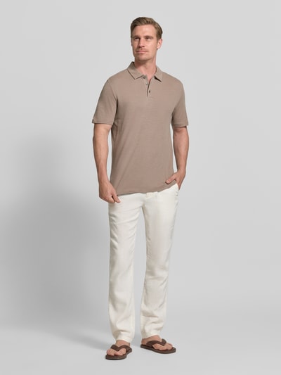 HUGO Slim Fit Poloshirt aus Lyocell-Leinen-Mix Modell 'DULINEN' Hellbraun 1