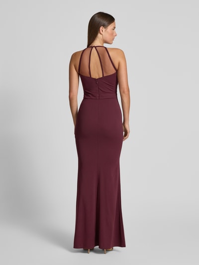 Lipsy Slim Fit Abendkleid mit floralem Stitching Dunkelrot 5