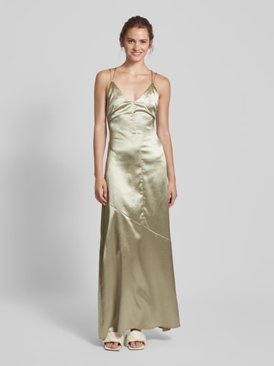 Amy Lynn Abendkleid mit V-Ausschnitt Oliv 4