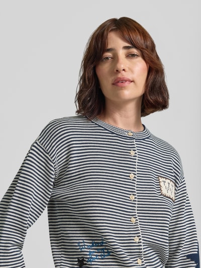 Weekend Max Mara Regular Fit Strickjacke aus Baumwoll-Mix Modell 'TEIERA' Dunkelblau 3