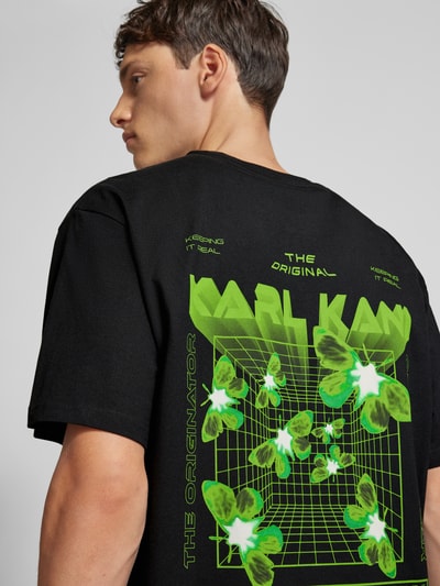 KARL KANI T-shirt met labelprint, model 'Signature' Zwart - 3