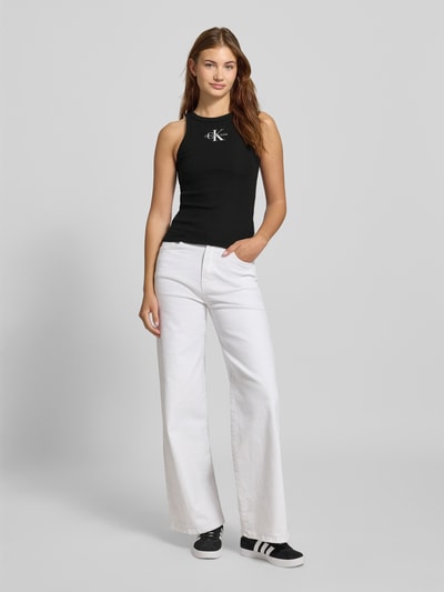 Calvin Klein Jeans Top z wyhaftowanym logo i okrągłym dekoltem Czarny 1