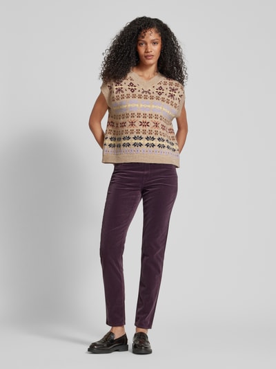 Marc Cain Stoffen broek met elastische band met logo Aubergine - 1