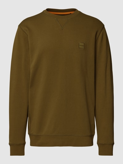 BOSS Orange Sweatshirt met labelstitching, model 'Westart' Olijfgroen - 2