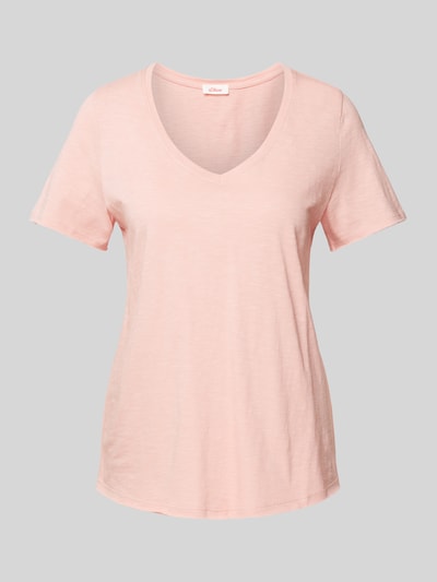 s.Oliver RED LABEL T-Shirt mit V-Ausschnitt Rosa 2