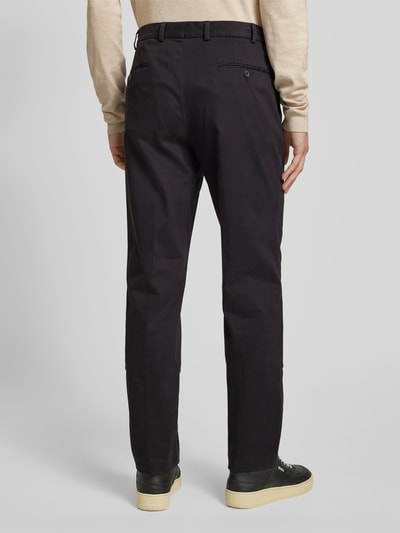 Hiltl Slim fit chino met persplooien, model 'PEAKER' Zwart - 5