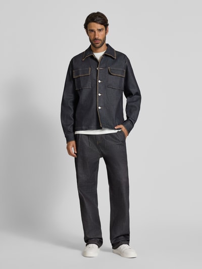 Don´t Waste Culture Regular Fit Jeanshemd mit Pattentaschen Modell 'Malis' Dunkelblau 1