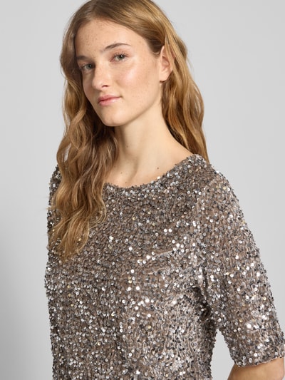 Pieces Regular fit T-shirt met pailletten, model 'KAM' Antraciet - 3