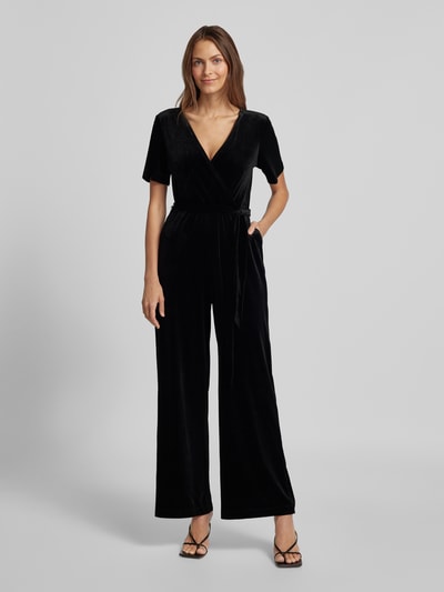 Apricot Jumpsuit in schimmernder Optik mit Bindegürtel Black 4