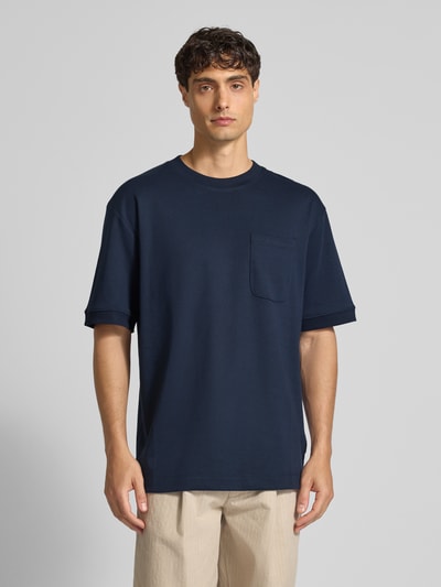 Lindbergh Oversized Sweatshirt mit Brusttasche Dunkelblau 4