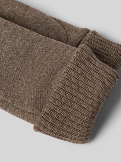 Produktfoto, Handschuhe aus elastischem Material-Mix von EEM, klassisch braun, gerippte Abschlüsse, weiche Textur, Damen Handschuhe