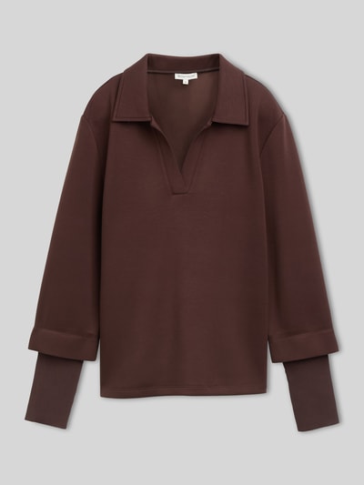 Tom Tailor Bluza z kołnierzykiem polo z mieszanki wiskozy Ciemnobrązowy 2