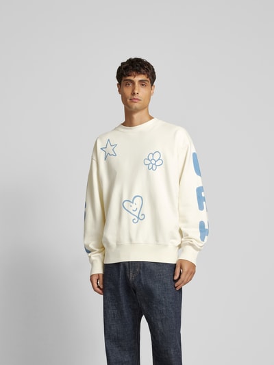 ISNURH Sweatshirt mit gerippten Abschlüssen Offwhite 4