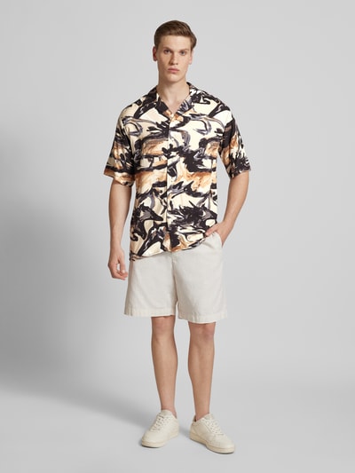 Redefined Rebel Regular fit vrijetijdsoverhemd met all-over print, model 'FLAKE' Marineblauw - 1