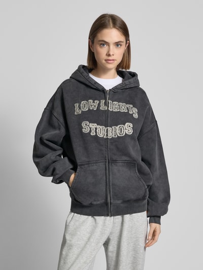 Low Lights Studios Sweatjacke mit Label-Stitching Anthrazit 4