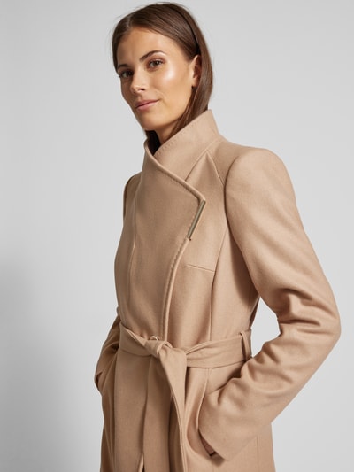 Ted Baker Płaszcz wełniany z wiązanym paskiem model ‘ROSE’ Camel 3