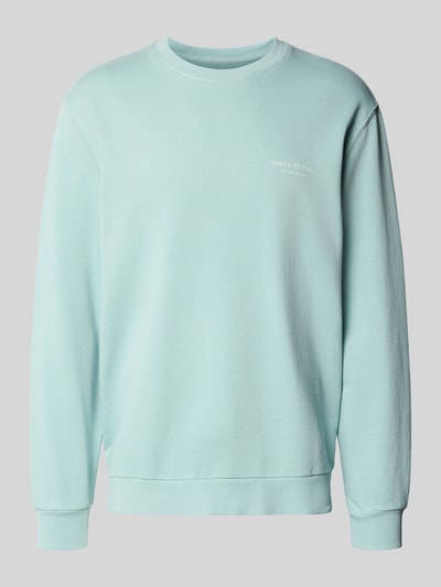 Produktfoto, Regular Fit Sweatjacke aus reiner Baumwolle von Marc O'Polo in Hellblau, unifarben, langarm, gerippte Abschlüsse, Sweat-Material.