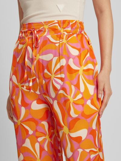 Frieda & Freddies Stoffen broek van viscose met all-over print Oranje - 3