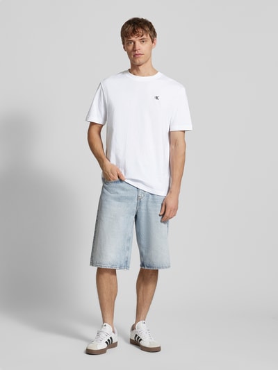 Calvin Klein Jeans T-Shirt mit geripptem Rundhalsausschnitt Weiss 1