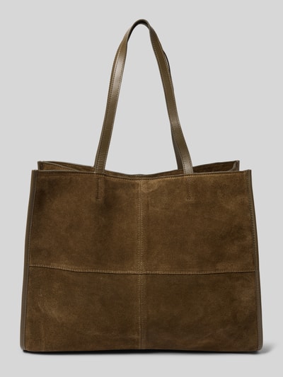 Mango Tote Bag aus echtem Leder Khaki 4