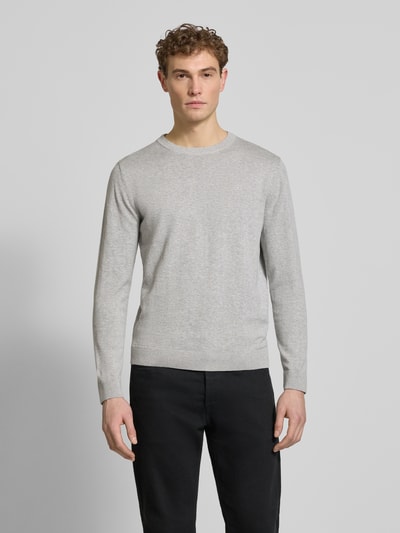 Tom Tailor Regular Fit sweter dzianinowy z czystej bawełny Jasnoszary 4
