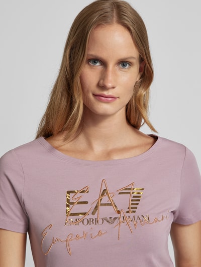 EA7 Emporio Armani T-shirt z nadrukiem z logo i wyhaftowanym logo Fiołkoworóżowy 3