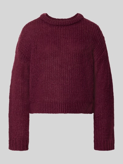 Produktfoto, Relaxed Fit Pullover im Chunky Knit Look Modell 'DORTHEA' von PIECES, Damen Pullover in Dunkelrot mit grober Strickstruktur