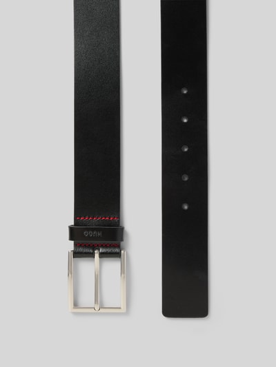 Produktfoto, Herren Gürtel aus echtem Rindsleder Modell 'GIASPO_SZ40' von HUGO, Optik: Unifarben, Dornschließe, Label-Prägung, glatte Struktur.