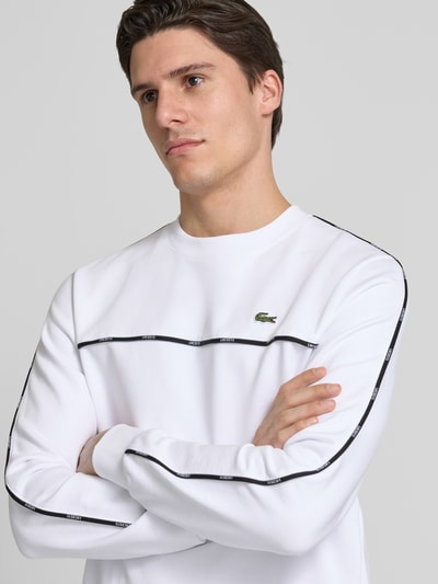 Lacoste Sweatshirt met logobadge, model 'TAPE' Wit - 3